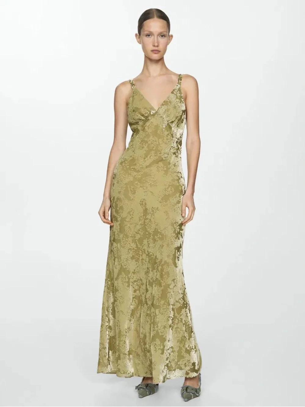 Mango Javier Burnout Velvet Maxi Dress